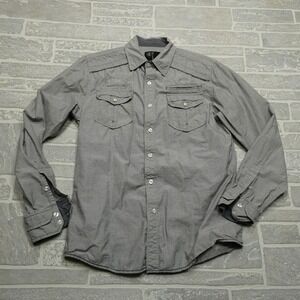 FLTR Shirt Adult S Gray Cotton Button Up Western Faith Religion Truth Respect